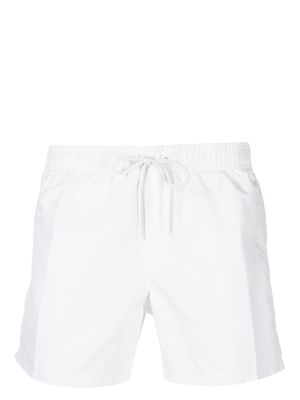 Sundek logo-patch striped swim shorts - White