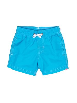 Sundek logo-patch taffeta swim short - Blue