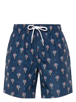 Sundek palm tree-print swim shorts - Blue