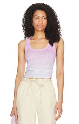 SUNDRY Scoop Neck Crop Tank in Pink