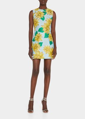 Sunflower Brocade Mini Dress