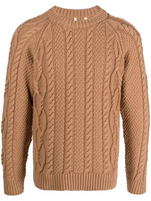 Sunflower cable-knit round-neck jumper - Brown