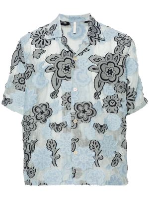 Sunflower Cayo floral-embroidery shirt - Blue