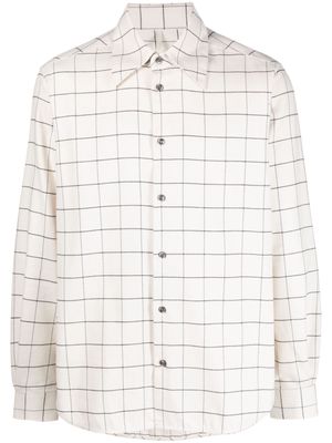 Sunflower grid-pattern pointed-collar shirt - Neutrals