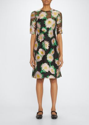 Sunflower Jacquard Illusion Dress