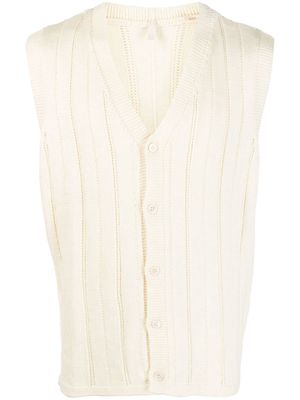 Sunflower knitted cardigan vest - White
