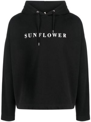 Sunflower logo-print long-sleeve hoodie - Black