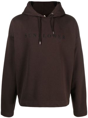 Sunflower logo-print long-sleeve hoodie - Brown