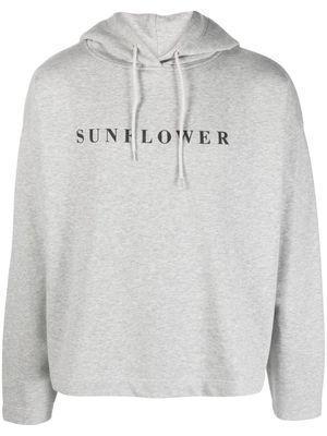 Sunflower logo-print mélange-effect hoodie - Grey