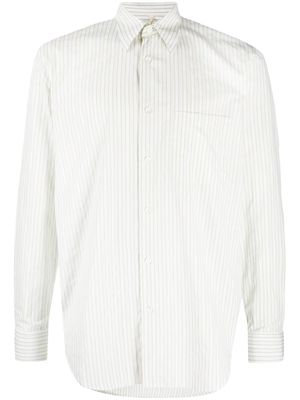 Sunflower long-sleeve striped cotton shirt - White