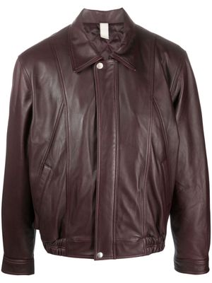Sunflower panelled leather bomber jacket - Red