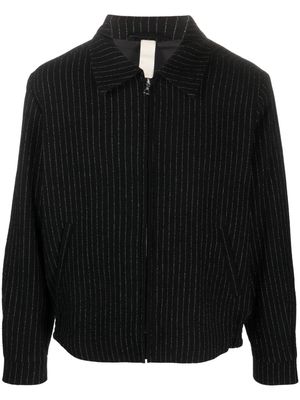 Sunflower pinstripe zip-up shirt jacket - Black