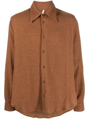 Sunflower seersucker-texture button-up shirt - Brown