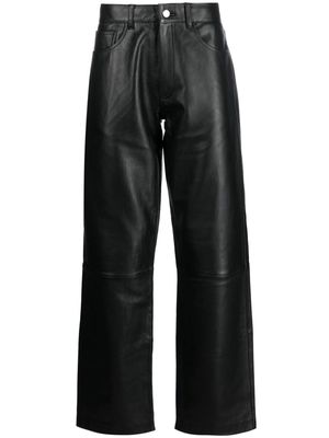 Sunflower straight-leg leather trousers - Black