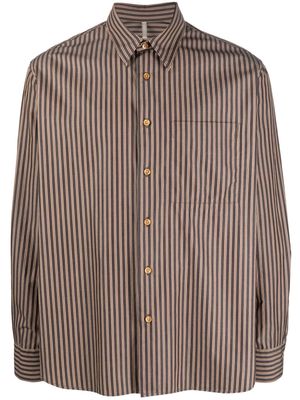 Sunflower stripe-print cotton shirt - Brown