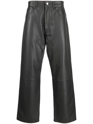 Sunflower wide-leg leather trousers - Grey