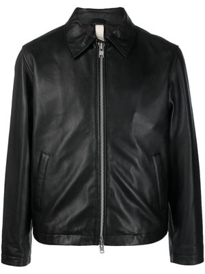 Sunflower zip-up leather jacket - Black
