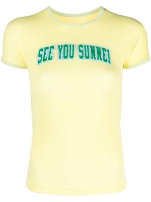 Sunnei appliqué fleece slogan T-Shirt - Yellow