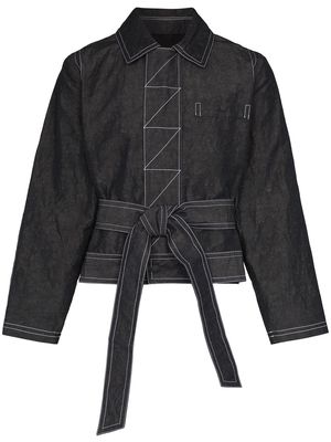 Sunnei belted stitch-detailed jacket - Black