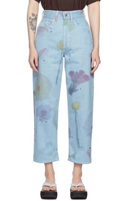 Sunnei Blue Flower Print Jeans