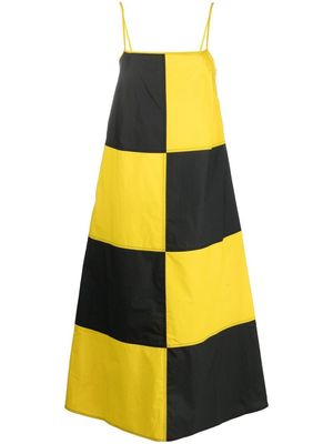 Sunnei checkerboard-print midi dress - Yellow