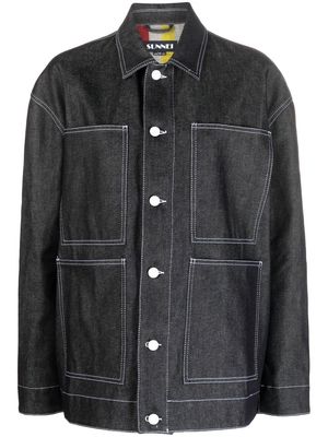 Sunnei contrast-stitch denim shirt jacket - Grey
