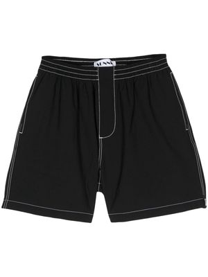 Sunnei contrast-stitching elasticated-waist shorts - Black