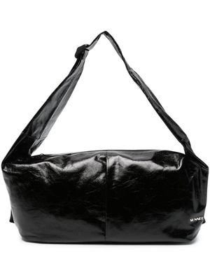 Sunnei crinkled-leather shoulder bag - Black