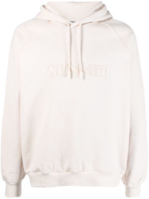 Sunnei embroidered-logo cotton hoodie - Neutrals