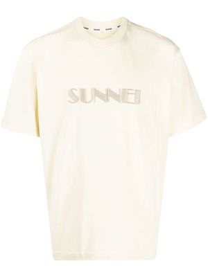 Sunnei embroidered-logo cotton T-Shirt - Neutrals