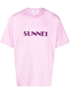 Sunnei embroidered-logo cotton T-shirt - Pink