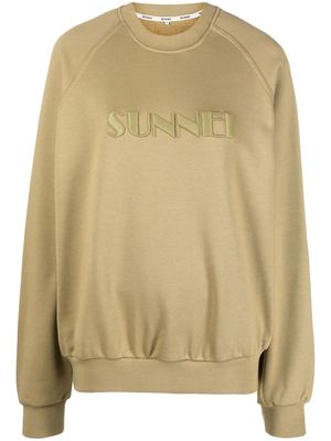 Sunnei embroidered-logo crewneck sweatshirt - Neutrals