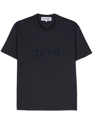 Sunnei embroidered-logo organic-cotton T-shirt - Blue