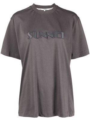 Sunnei embroidered-logo T-shirt - Grey
