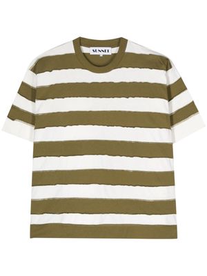 Sunnei exposed-seam striped t-shirt - Green
