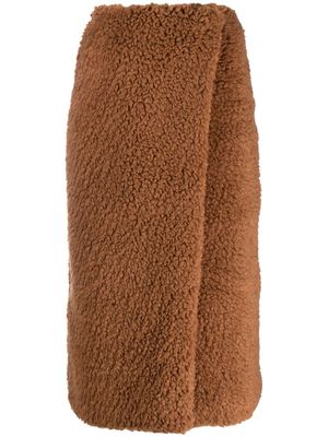 Sunnei faux-shearling pencil skirt - Brown