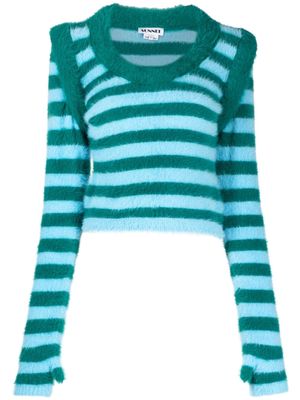 Sunnei Fluffy striped jumper - Blue