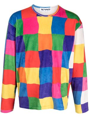 Sunnei geometric-pattern long-sleeved jumper - Pink