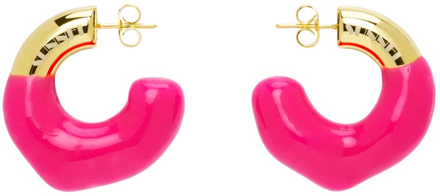 Sunnei Gold & Pink Rubberized Earrings