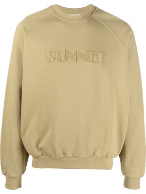 Sunnei logo-embroidered crew-neck sweatshirt - Green
