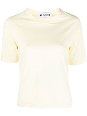 Sunnei logo-embroidered organic-cotton T-shirt - Yellow