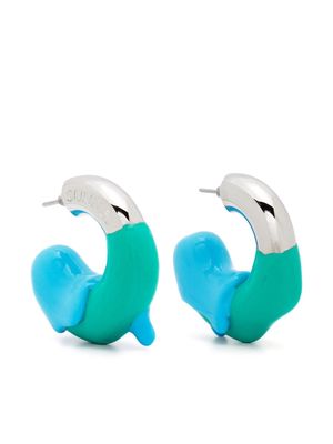 Sunnei logo-engraved small-hoop design earrings - Blue
