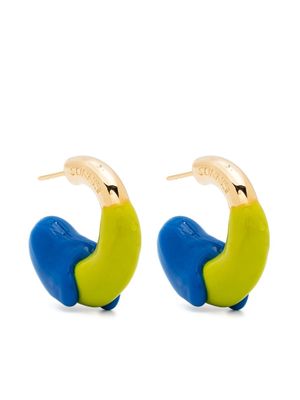 Sunnei logo-engraved small-hoop design earrings - Green