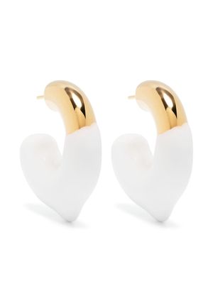 Sunnei logo-engraved small-hoop earrings - White