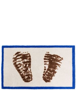 Sunnei logo-footprint textured doormat - White