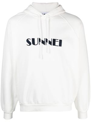 Sunnei logo-print drawstring hoodie - White
