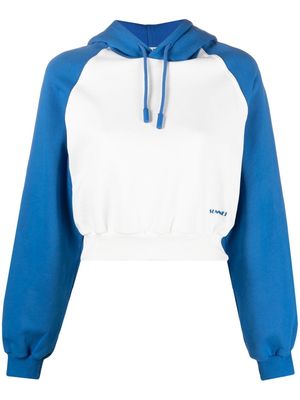 Sunnei logo-print panelled hoodie - Blue