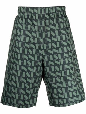 Sunnei logo-print reversible shorts - Green
