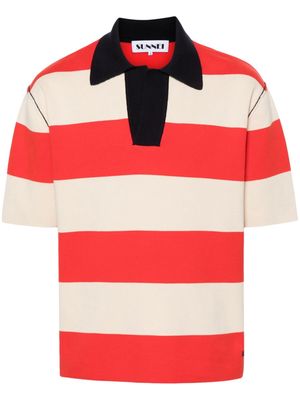 Sunnei Magliaunita striped cotton polo shirt - Neutrals