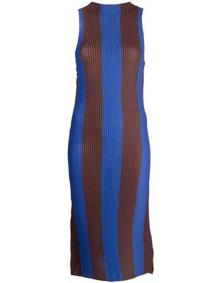 Sunnei pleated striped midi dress - Blue
